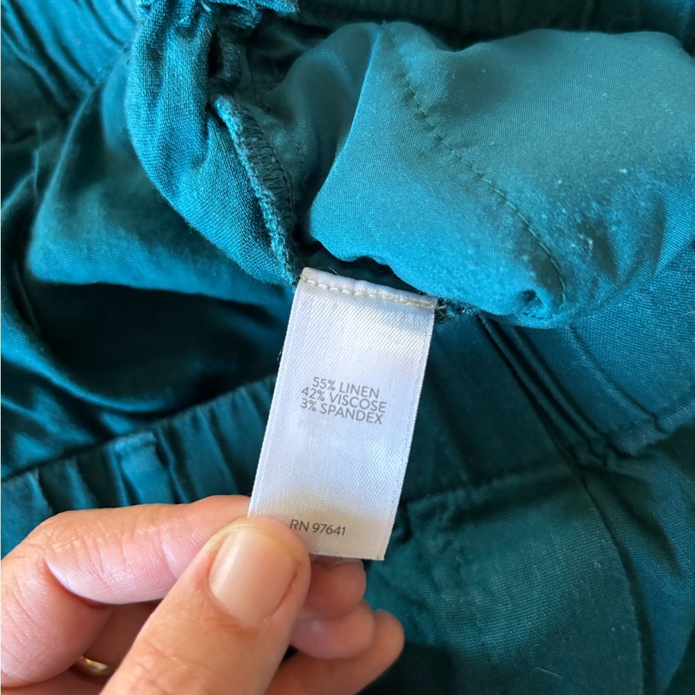 J. Jill Teal Wide Leg Linen Stretch Pants - Picture 3 of 4